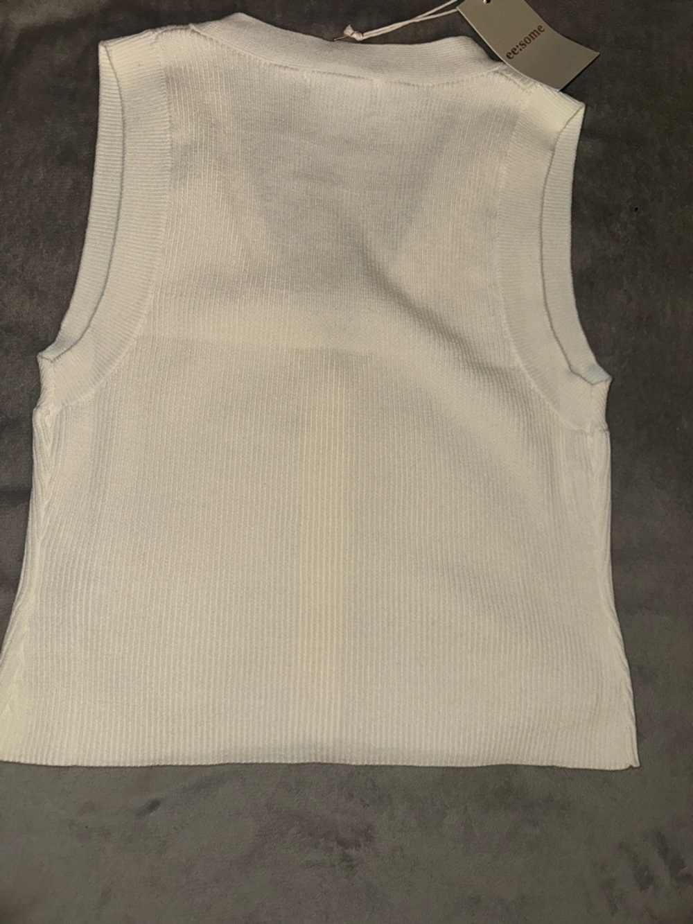 eesome Ivory Ribbed Button-Front Knit Tank - Picture 3 of 3